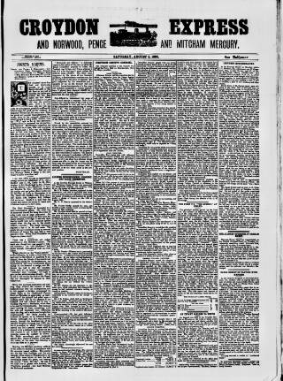 cover page of Croydon Express published on August 2, 1890