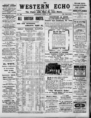 cover page of Western Echo published on April 1, 1911