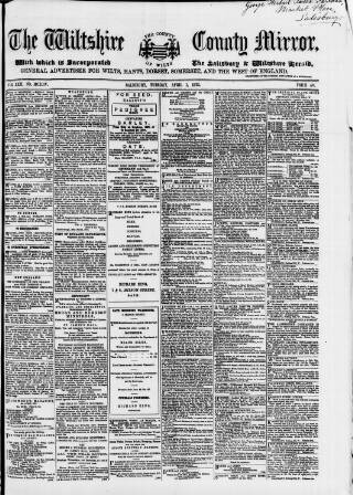 cover page of Wiltshire County Mirror published on April 1, 1873