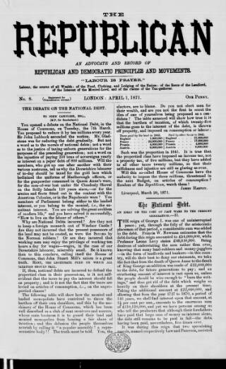 cover page of Republican published on April 1, 1871