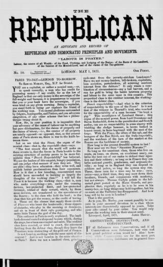 cover page of Republican published on May 1, 1871
