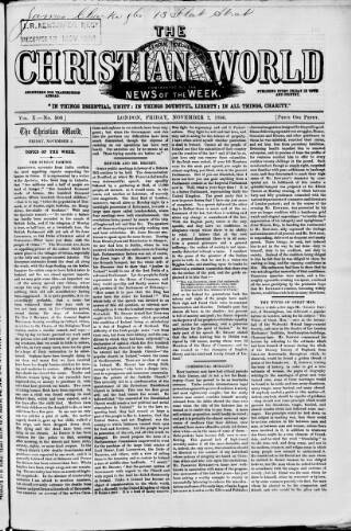 cover page of Christian World published on November 2, 1866