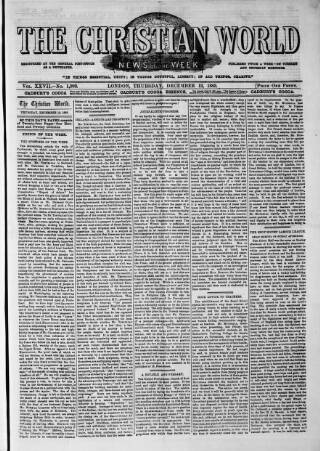 cover page of Christian World published on December 13, 1883