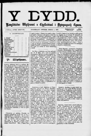 cover page of Y Dydd published on April 1, 1887