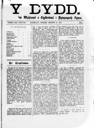 cover page of Y Dydd published on June 13, 1890