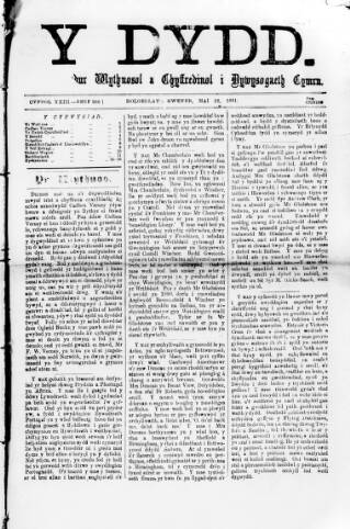 cover page of Y Dydd published on May 22, 1891