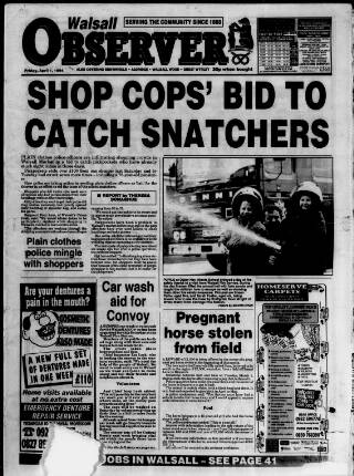 cover page of Walsall Observer published on April 1, 1994