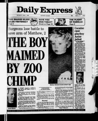 cover page of Daily Express published on April 1, 1989