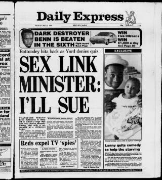 cover page of Daily Express published on May 22, 1989