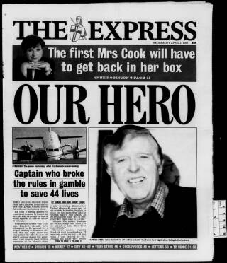 cover page of Daily Express published on April 1, 1998