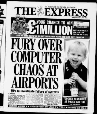 cover page of Daily Express published on August 2, 1999
