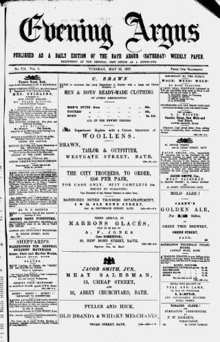 cover page of Bath Argus published on May 22, 1877