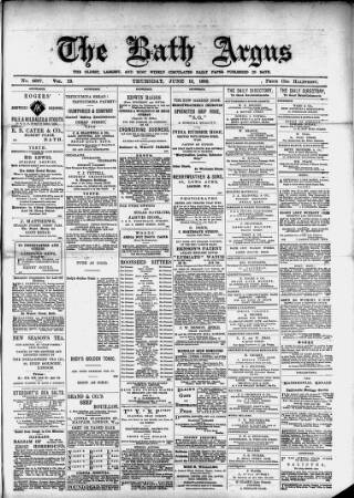 cover page of Bath Argus published on June 13, 1889