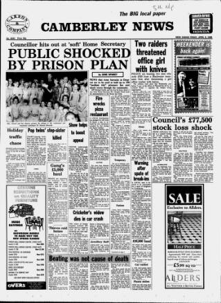 cover page of Camberley News published on April 8, 1988