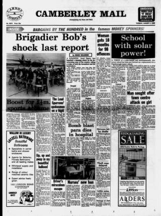cover page of Camberley News published on August 2, 1988