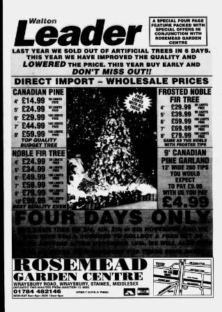 cover page of Chertsey & Addlestone Leader published on November 2, 1995