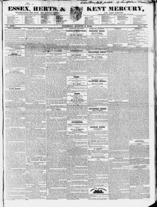 cover page of Essex & Herts Mercury published on August 2, 1842