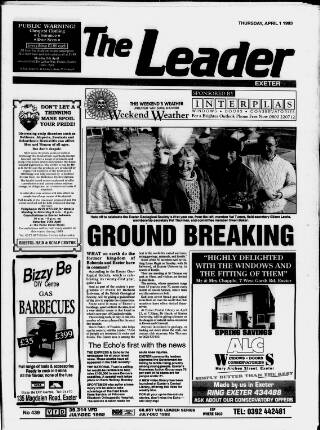cover page of Exeter Leader published on April 1, 1993