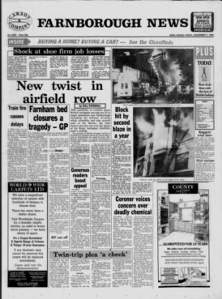cover page of Farnborough News published on November 2, 1990