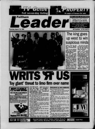 cover page of Feltham Leader published on August 12, 1999