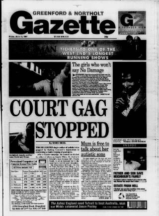 cover page of Greenford & Northolt Gazette published on June 13, 1997