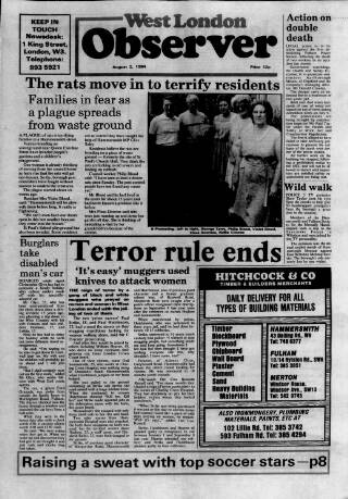 cover page of Hammersmith & Chiswick Leader published on August 2, 1984