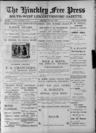 cover page of Hinckley Free Press published on May 19, 1899