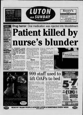 cover page of Luton on Sunday published on November 2, 1997