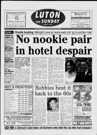 cover page of Luton on Sunday published on August 2, 1998