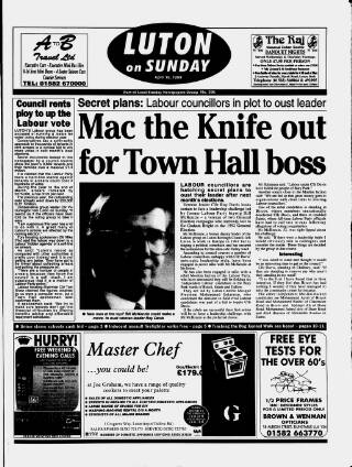 cover page of Luton on Sunday published on April 18, 1999
