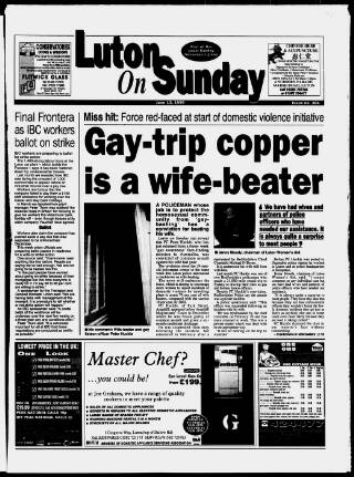 cover page of Luton on Sunday published on June 13, 1999