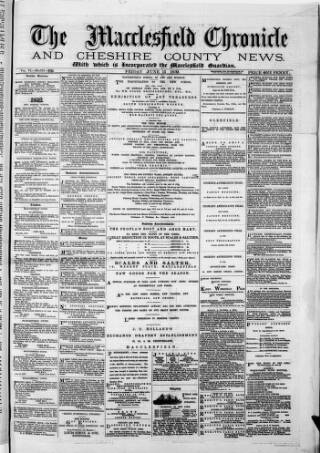 cover page of Macclesfield Chronicle and Cheshire County News published on June 13, 1879