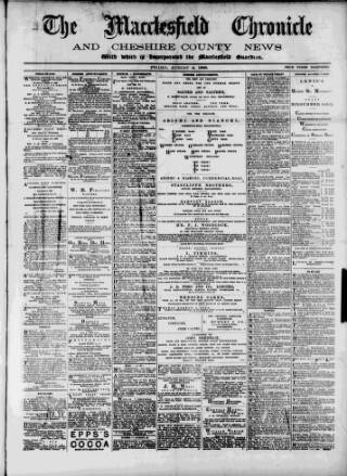 cover page of Macclesfield Chronicle and Cheshire County News published on August 2, 1889