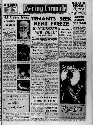 cover page of Manchester Evening Chronicle published on November 2, 1950