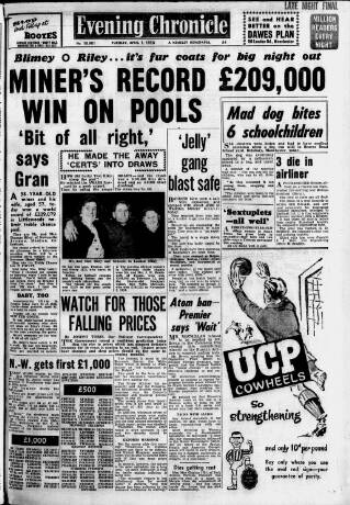 cover page of Manchester Evening Chronicle published on April 1, 1958