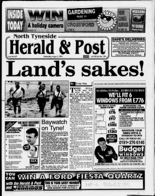 cover page of North Tyneside Herald & Post published on August 2, 1995