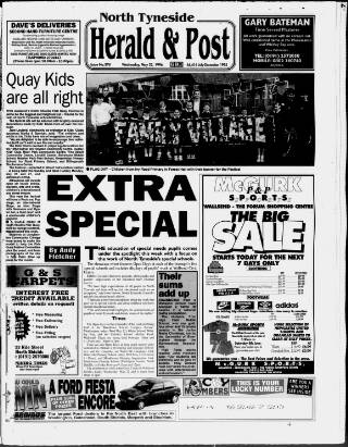 cover page of North Tyneside Herald & Post published on May 22, 1996