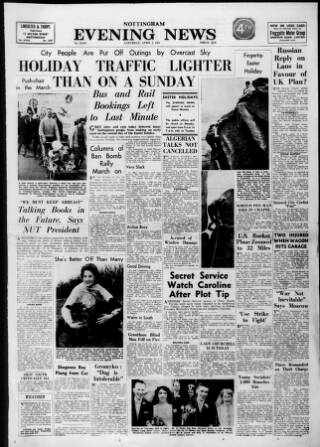 cover page of Nottingham Evening News published on April 1, 1961