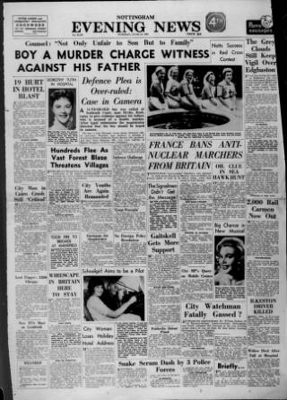 cover page of Nottingham Evening News published on June 13, 1961