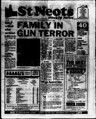 cover page of St. Neots Weekly News published on August 2, 1990