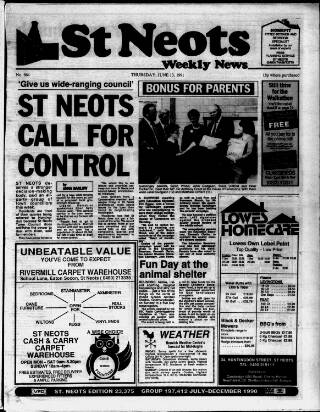 cover page of St. Neots Weekly News published on June 13, 1991