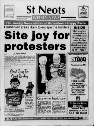 cover page of St. Neots Weekly News published on April 1, 1999