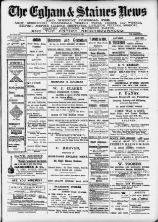 cover page of Egham & Staines News published on November 2, 1901