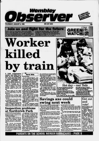 cover page of Wembley Observer published on August 2, 1990