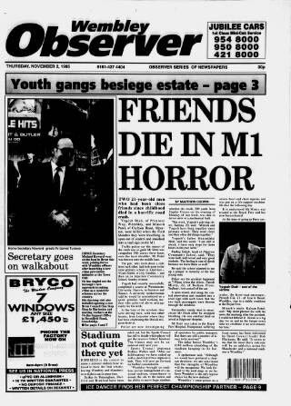 cover page of Wembley Observer published on November 2, 1995