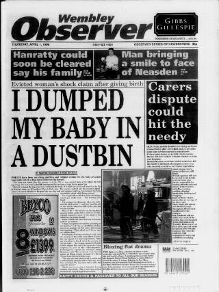 cover page of Wembley Observer published on April 1, 1999