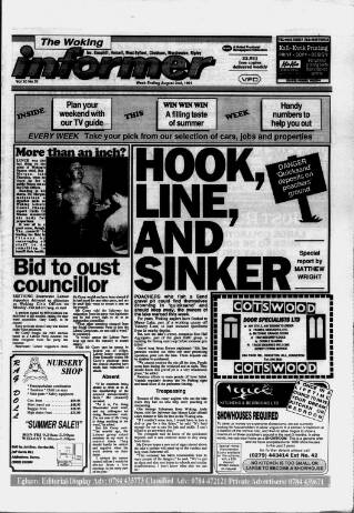 cover page of Woking Informer published on August 2, 1991