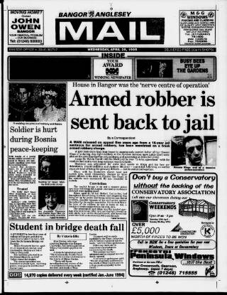 cover page of Bangor, Anglesey Mail published on April 26, 1995