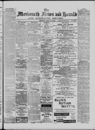 cover page of Merioneth News and Herald and Barmouth Record published on May 22, 1903
