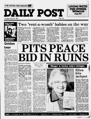 cover page of Liverpool Daily Post (Welsh Edition) published on May 22, 1984